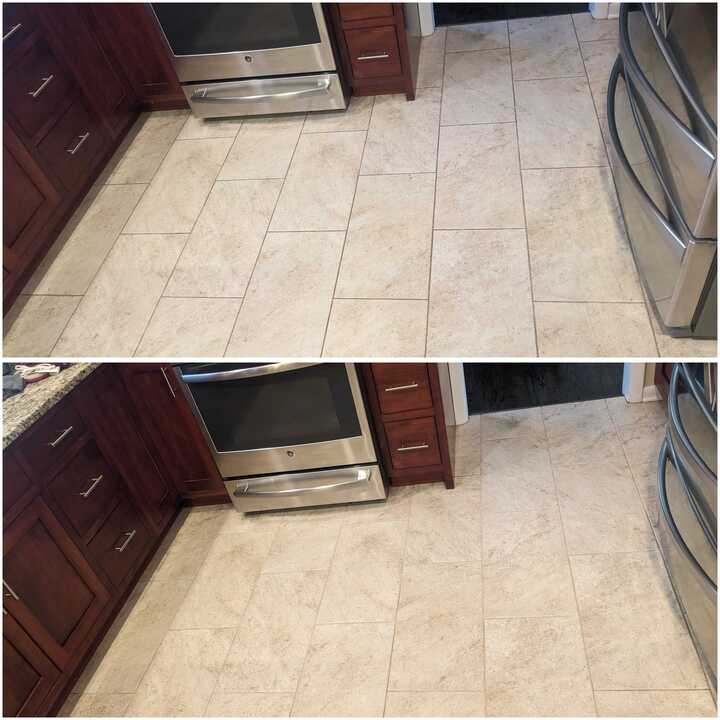cleaning tile floor
